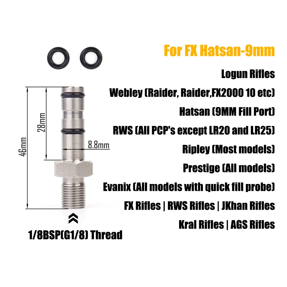 Air Fill Filling Probe For FX Hatsan,BSA,Webley,SMK Artemis,Cricket,WEIHRAUCH,Walther, PR900, Rotex R8 and RM8 Brocock